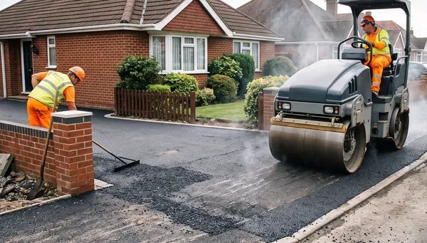 Tarmac driveway being laid by our team
